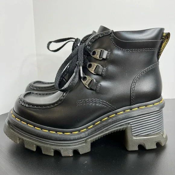 NEW Dr. Martens Black Combat Corran Chunky Platform Heeled Boots Gothic Size 7 - Picture 5 of 9